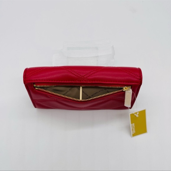 Michael Kors Large Trifold Wallet Rich Red Quilted Leather - Picture 3 of 7